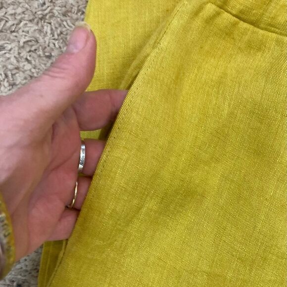 South Street Linen cropped pants w/ pockets in citron (2P) - Picture 4 of 9